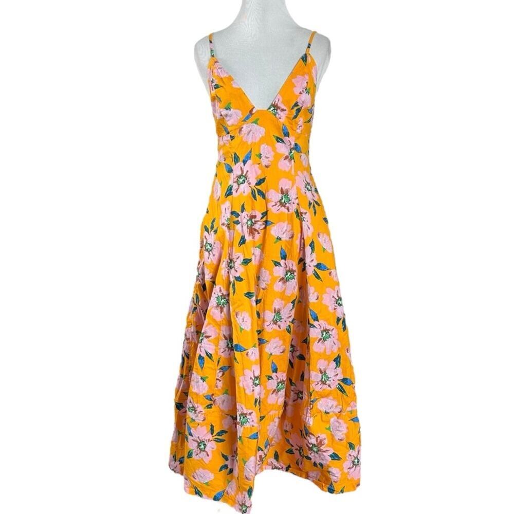 Free People Finer Things Printed Halter Midi Dress Sunshine Combo Tropical Small - Picture 10 of 16